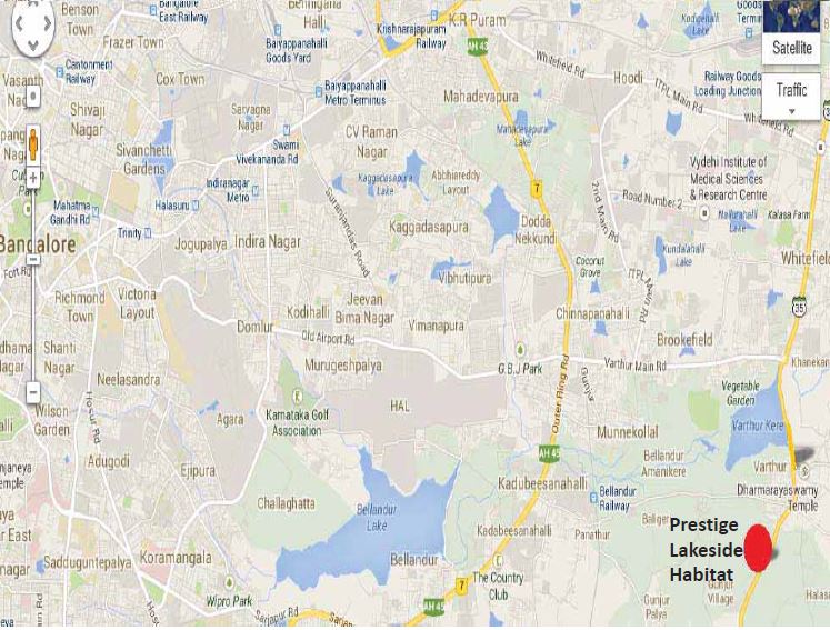 Prestige Lakeside Habitat location map
