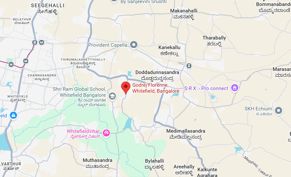 Godrej Florenne location map showing the project location, nearby roads, landmarks, and connectivity in Bengaluru, Karnataka