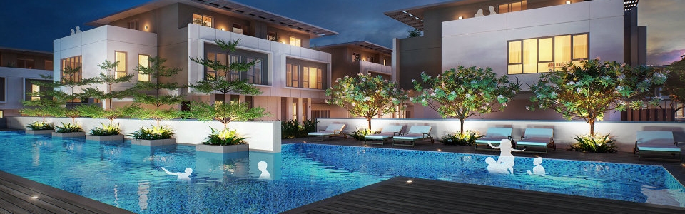 Goyal Alanoville Villas Pool at night